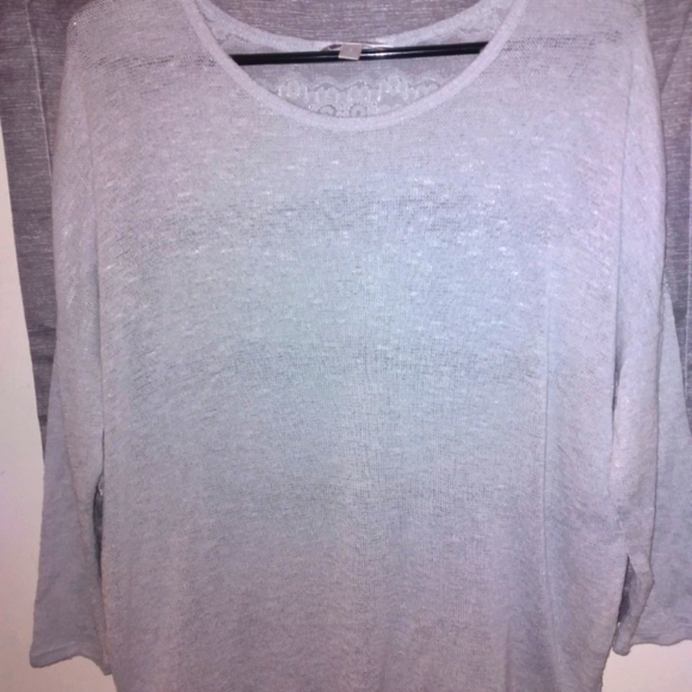 Charming Charlie Long Sleeve Top. Solid front and See through Lace back. Size S